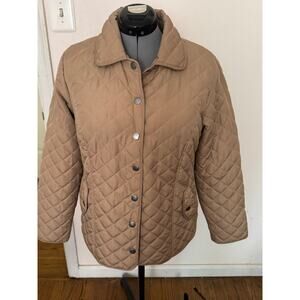 Christopher & Banks Women’s Tan Quilted Jacket Snap Front Coat Size Medium